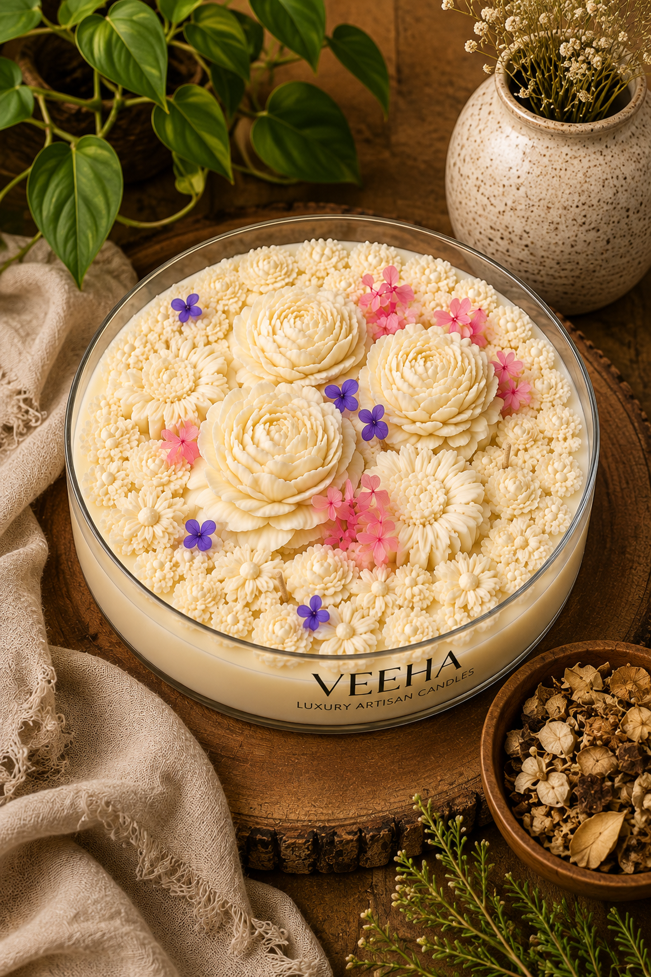 Glass Bowl – Glass 10-wick Floral — Studio Veeha